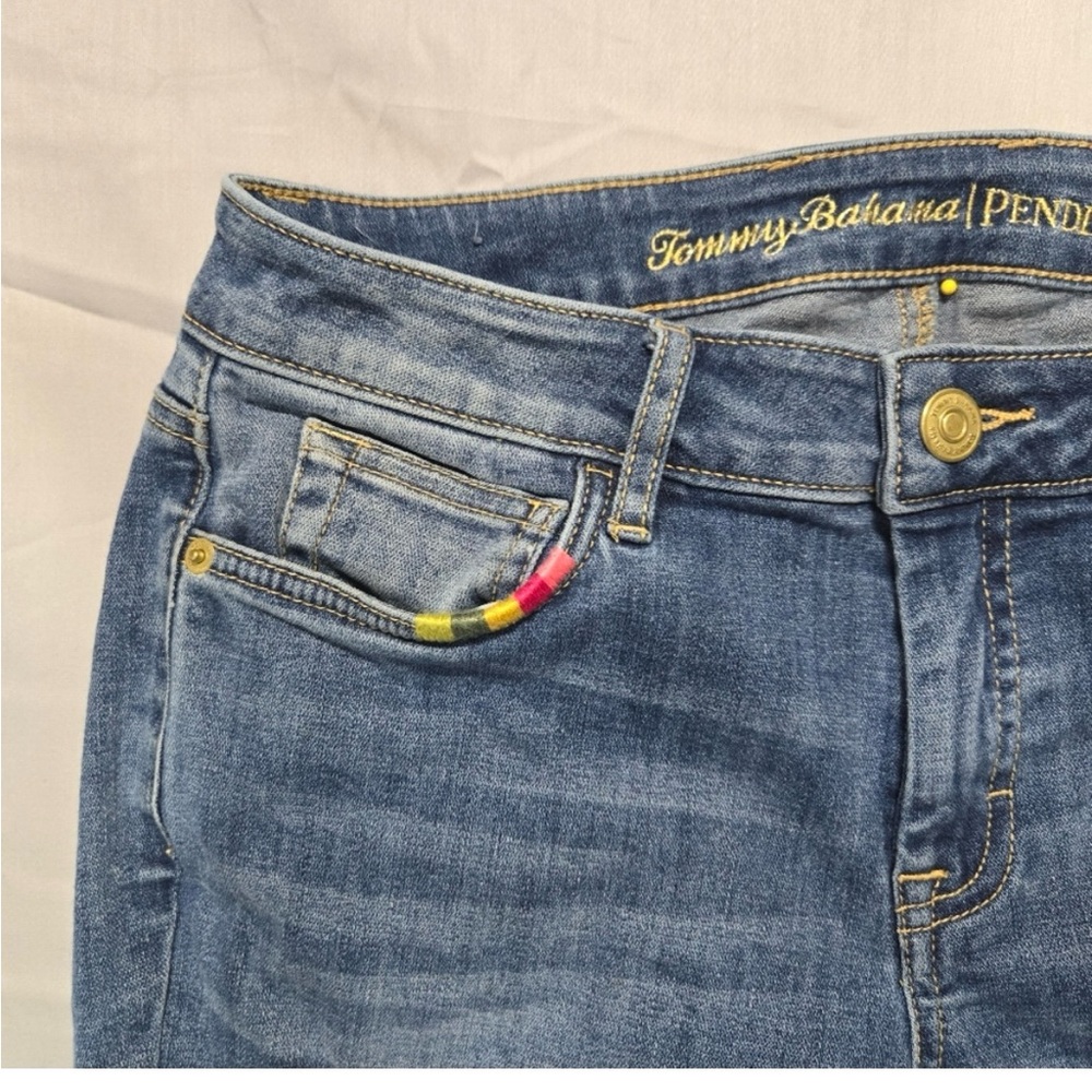 Tommy Bahama Pendleton Skinny Ankle Denim Jeans Womens 28x28 Patch Floral RawHem - Picture 12 of 12
